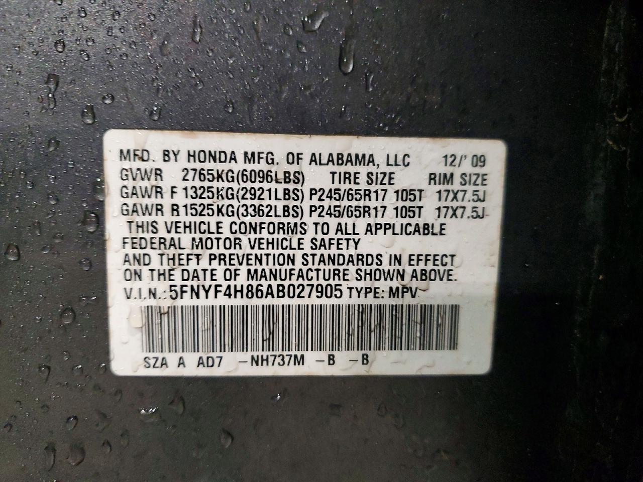 HONDA PILOT 2010 — 14