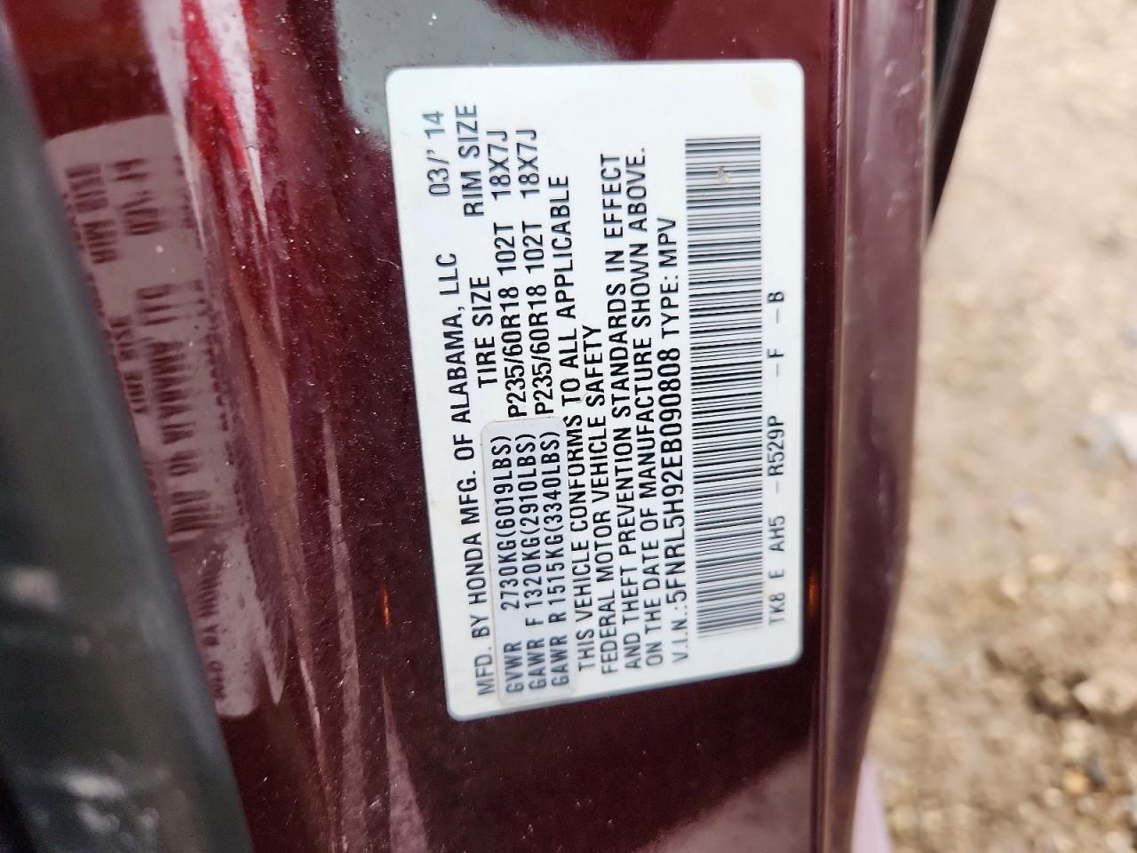 HONDA ODYSSEY 2014 — 14