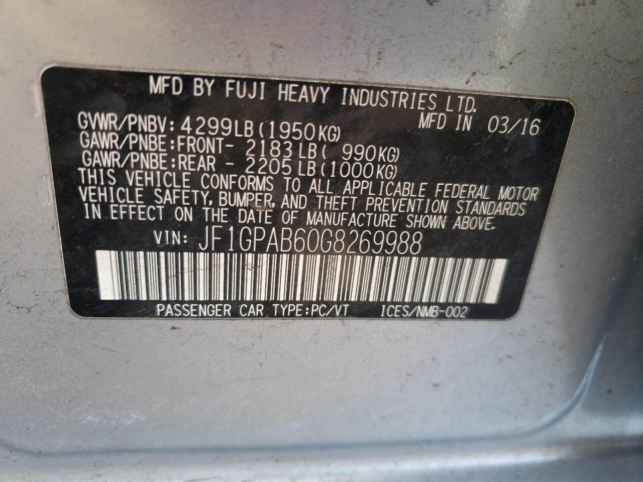 SUBARU IMPREZA 2016 — 13