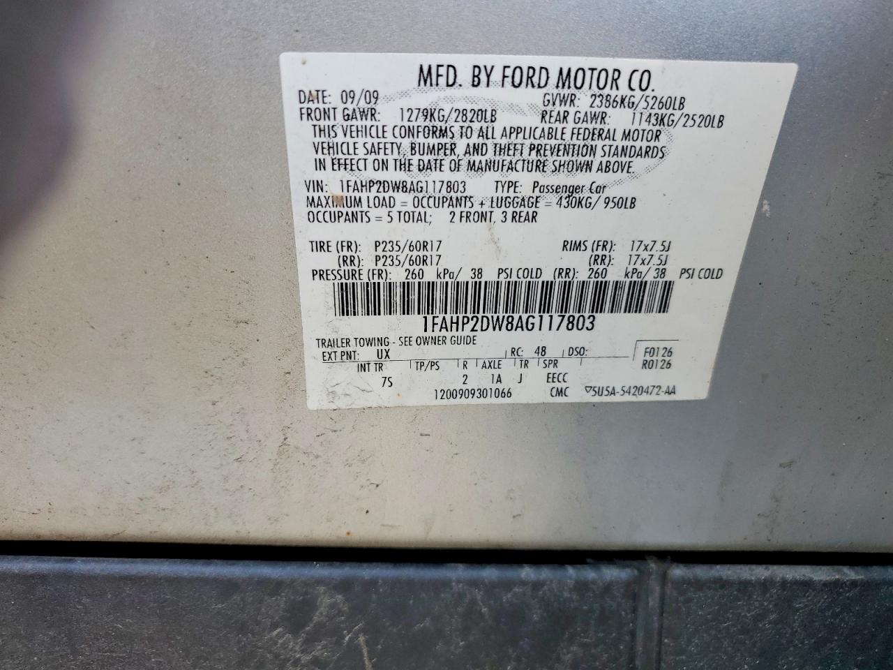 FORD TAURUS 2010 — 14