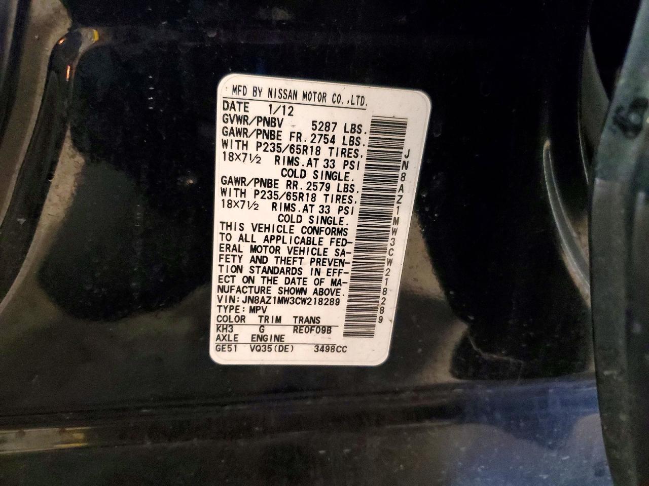 NISSAN MURANO 2012 — 14