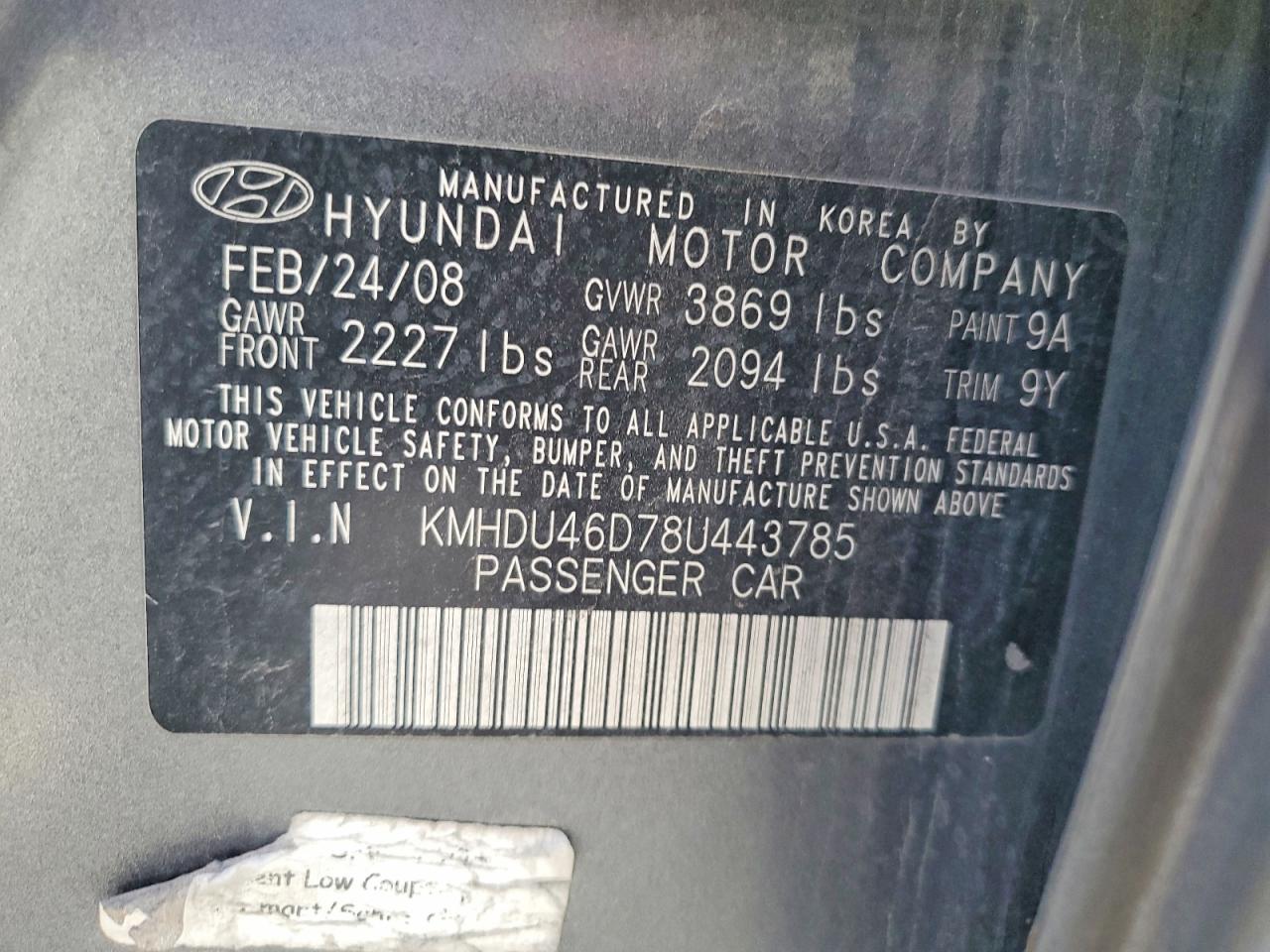 HYUNDAI ELANTRA 2008 — 13