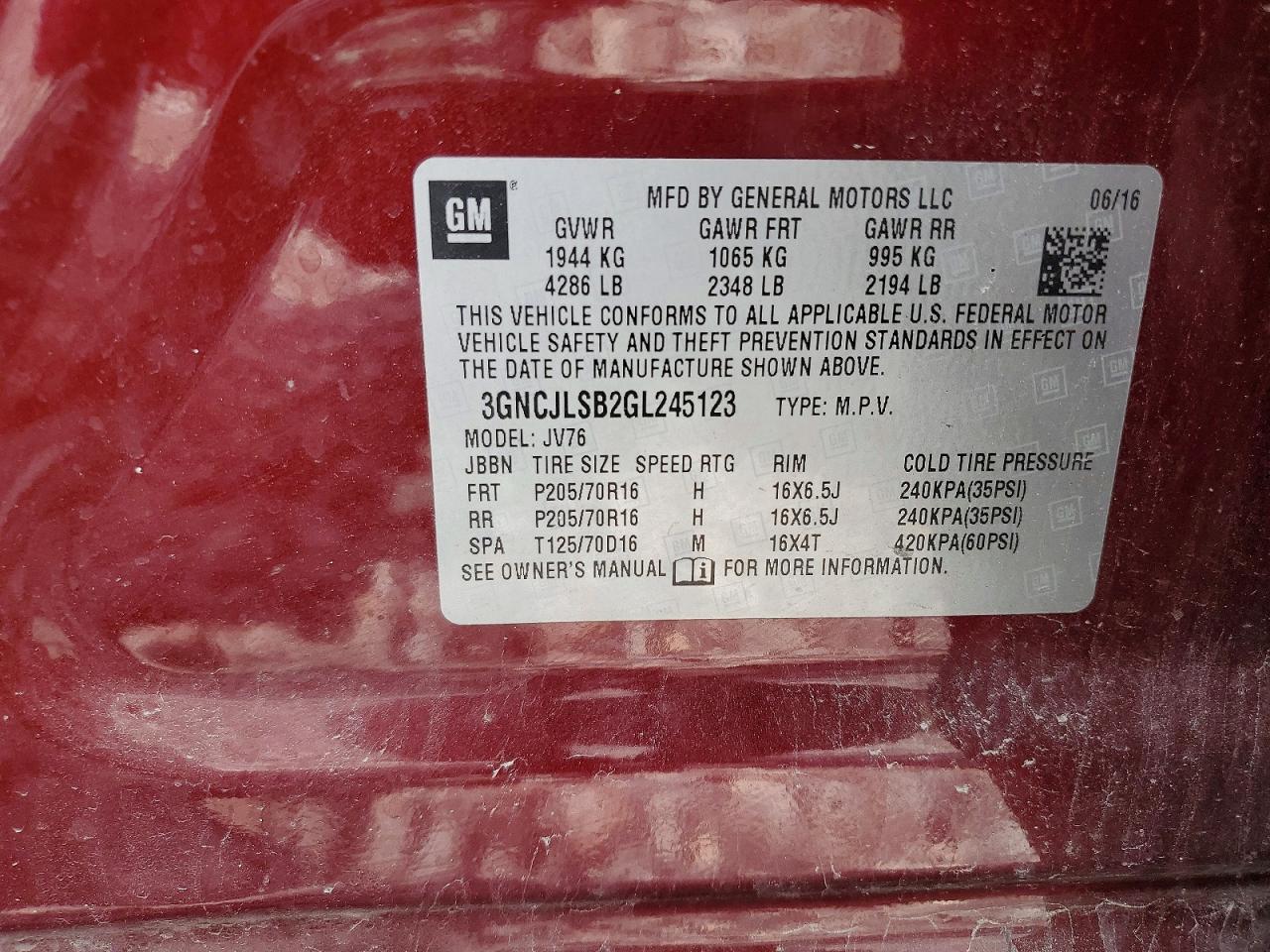 CHEVROLET TRAX 2016 — 13