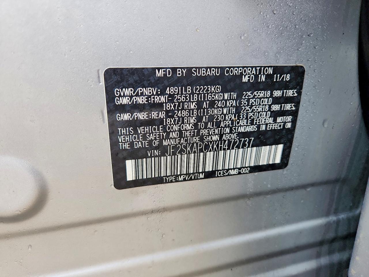 SUBARU FORESTER 2019 — 14