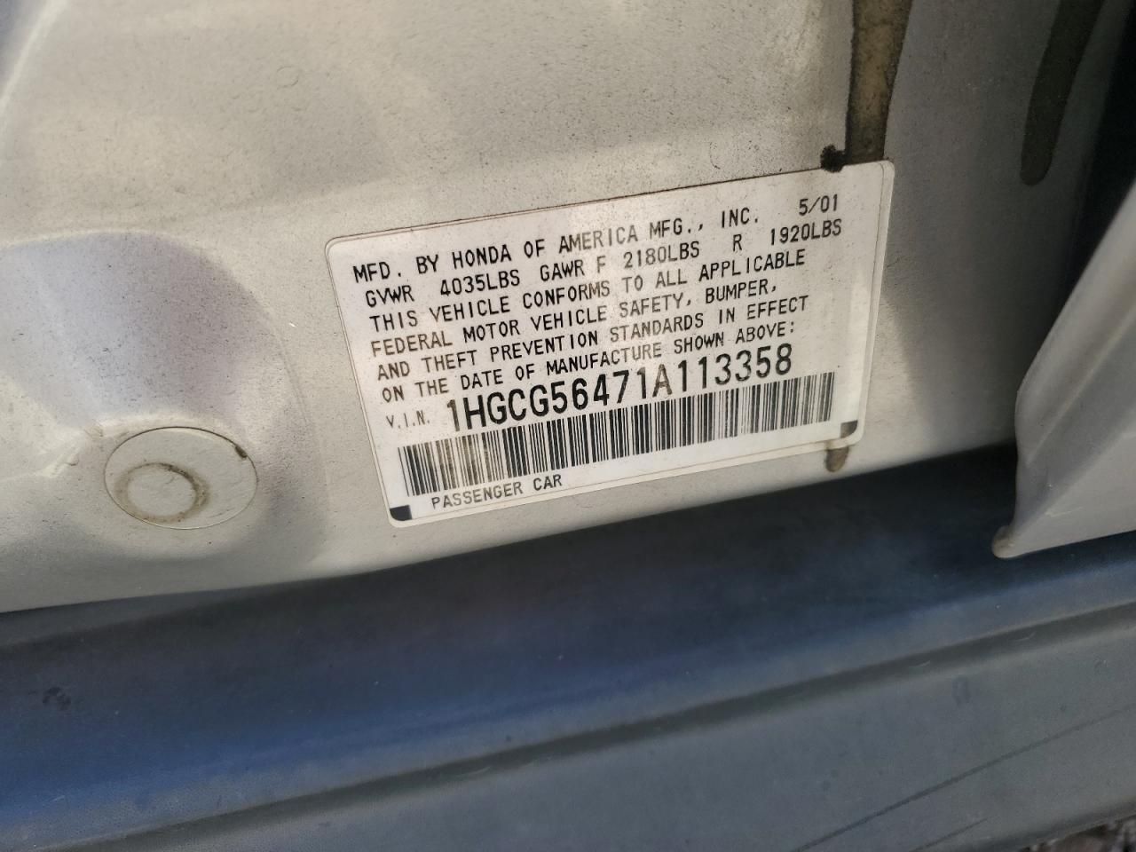 HONDA ACCORD 2001 — 13