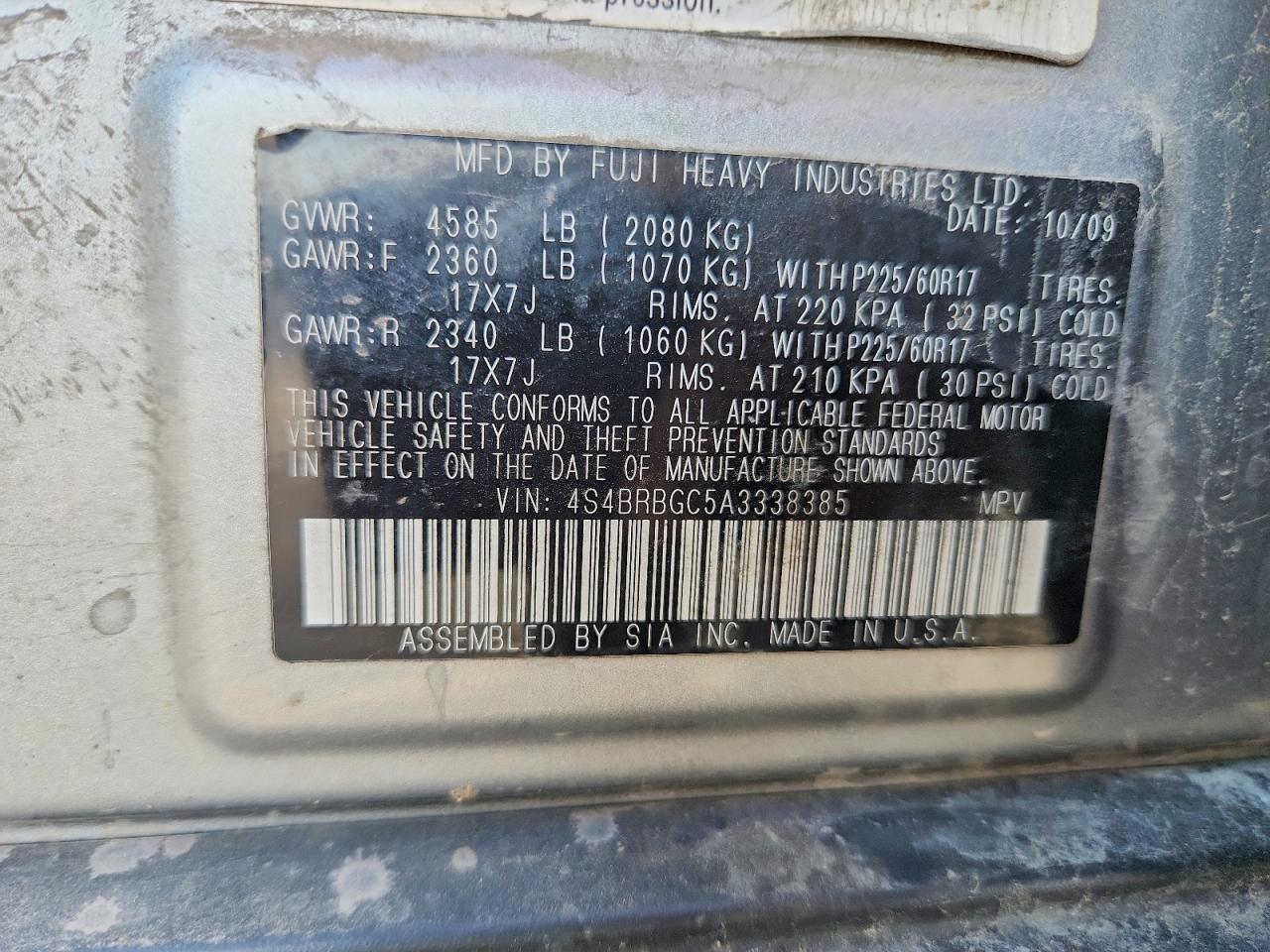 SUBARU OUTBACK 2010 — 14