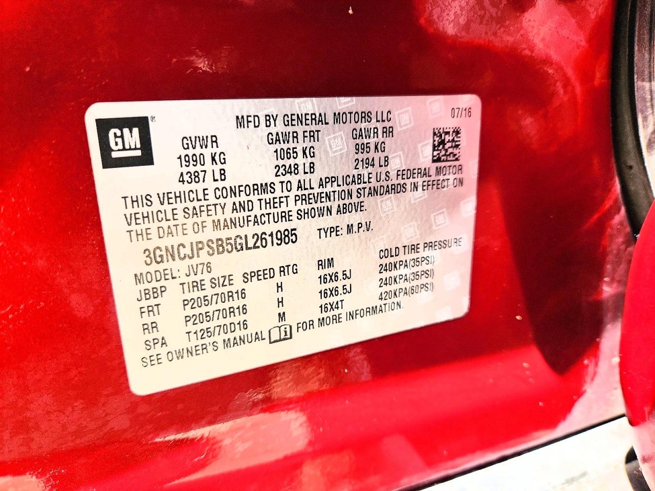 CHEVROLET TRAX 2016 — 14
