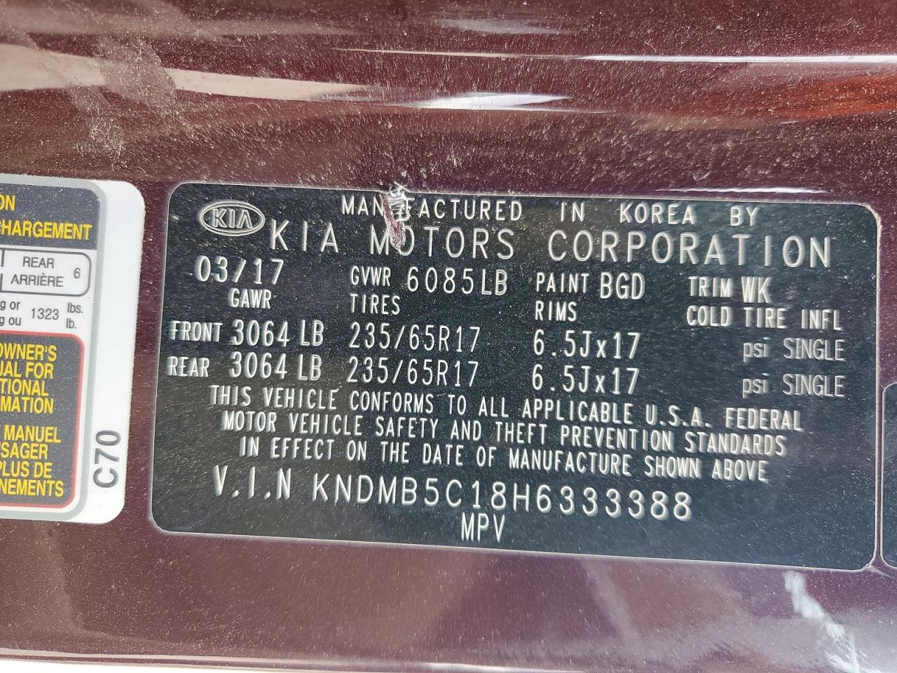 KIA SEDONA 2017 — 15