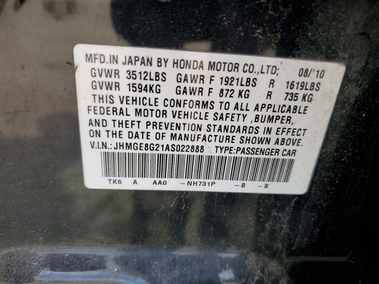 HONDA FIT 2010 — 13
