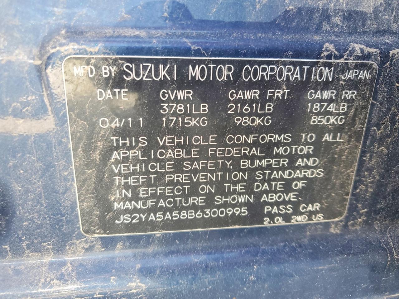 SUZUKI SX4 2011 — 14
