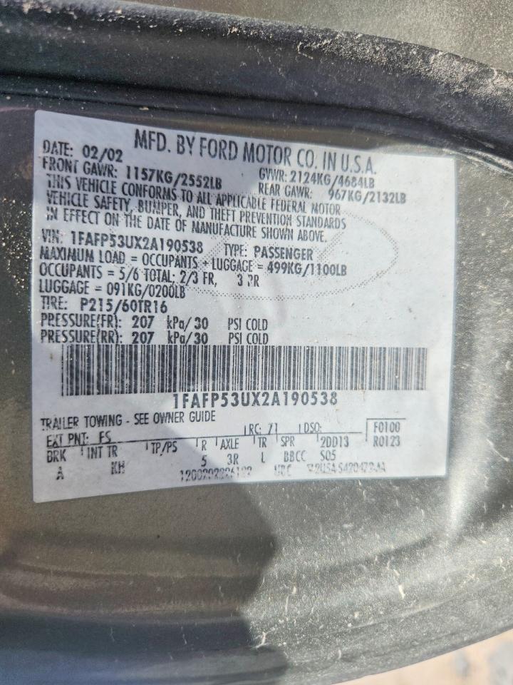 FORD TAURUS 2002 — 15
