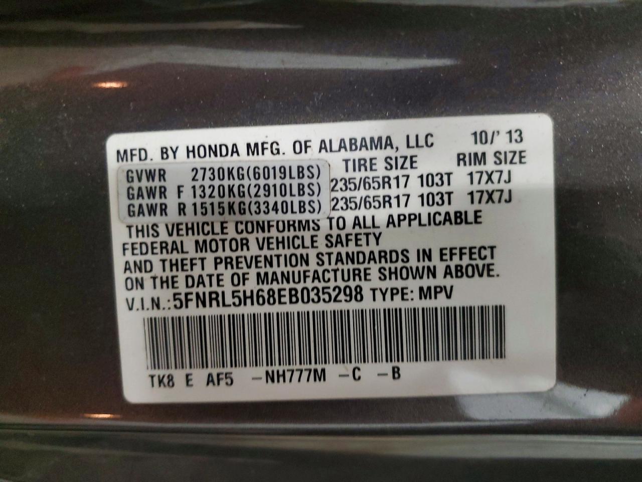 HONDA ODYSSEY 2014 — 14
