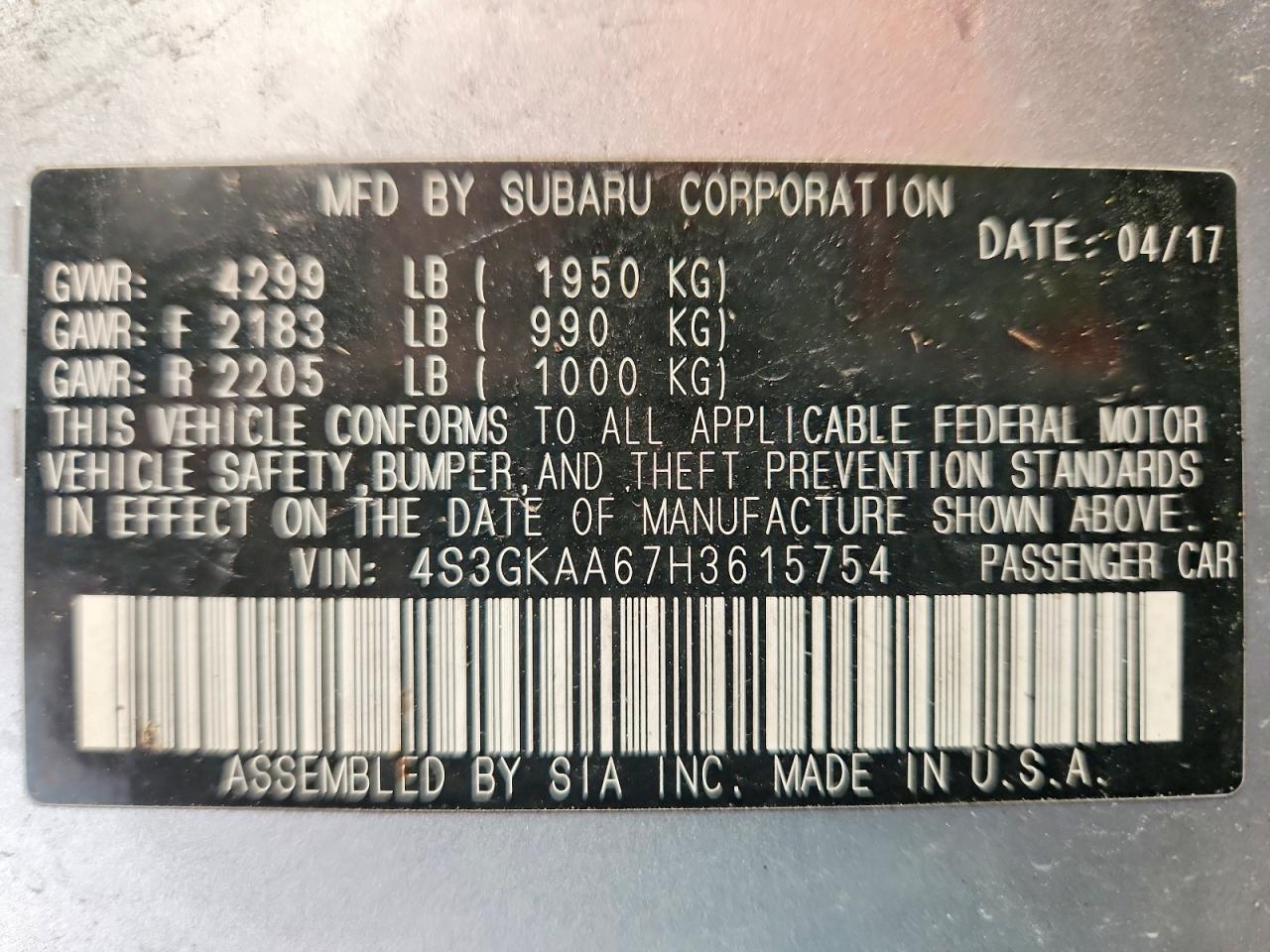 SUBARU IMPREZA 2017 — 13