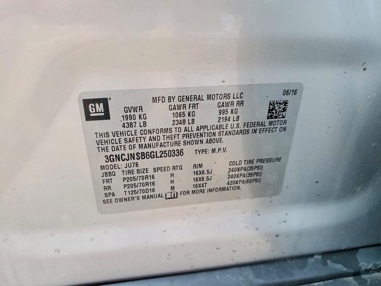 CHEVROLET TRAX 2016 — 13