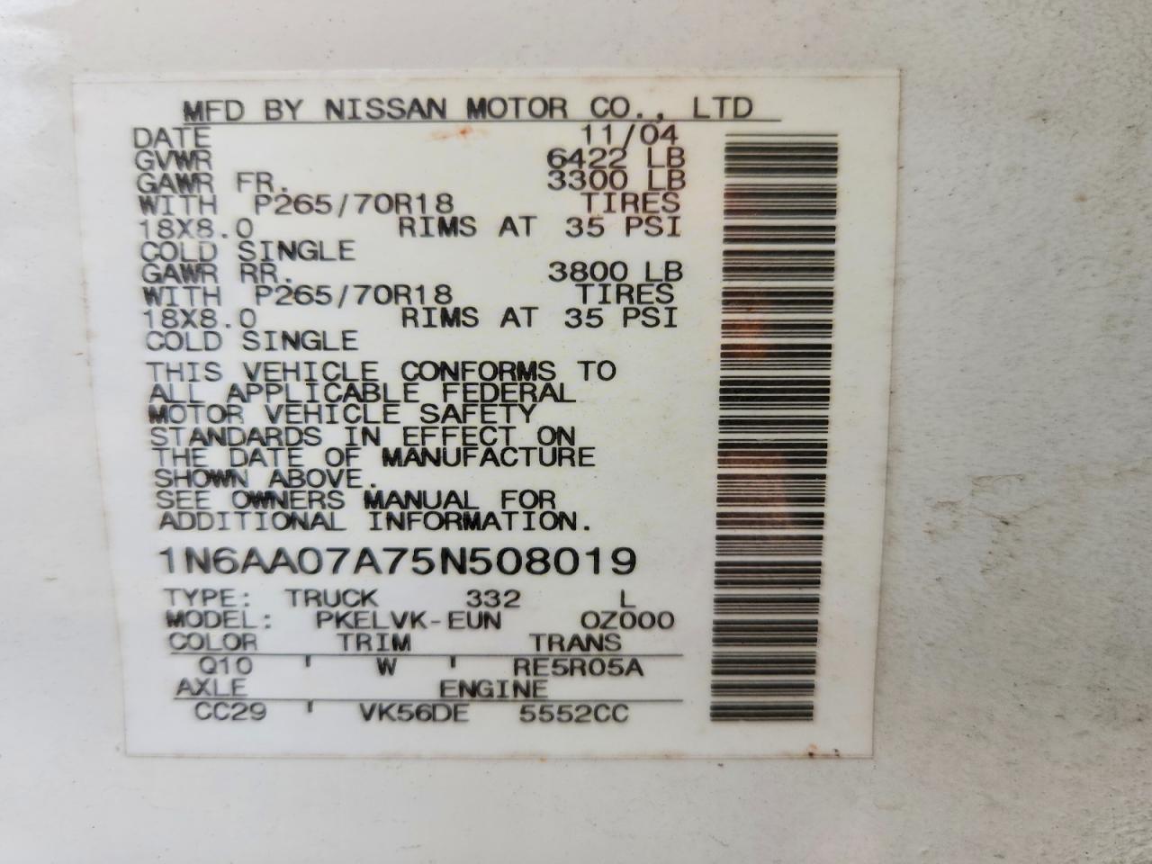 NISSAN TITAN 2005 — 13