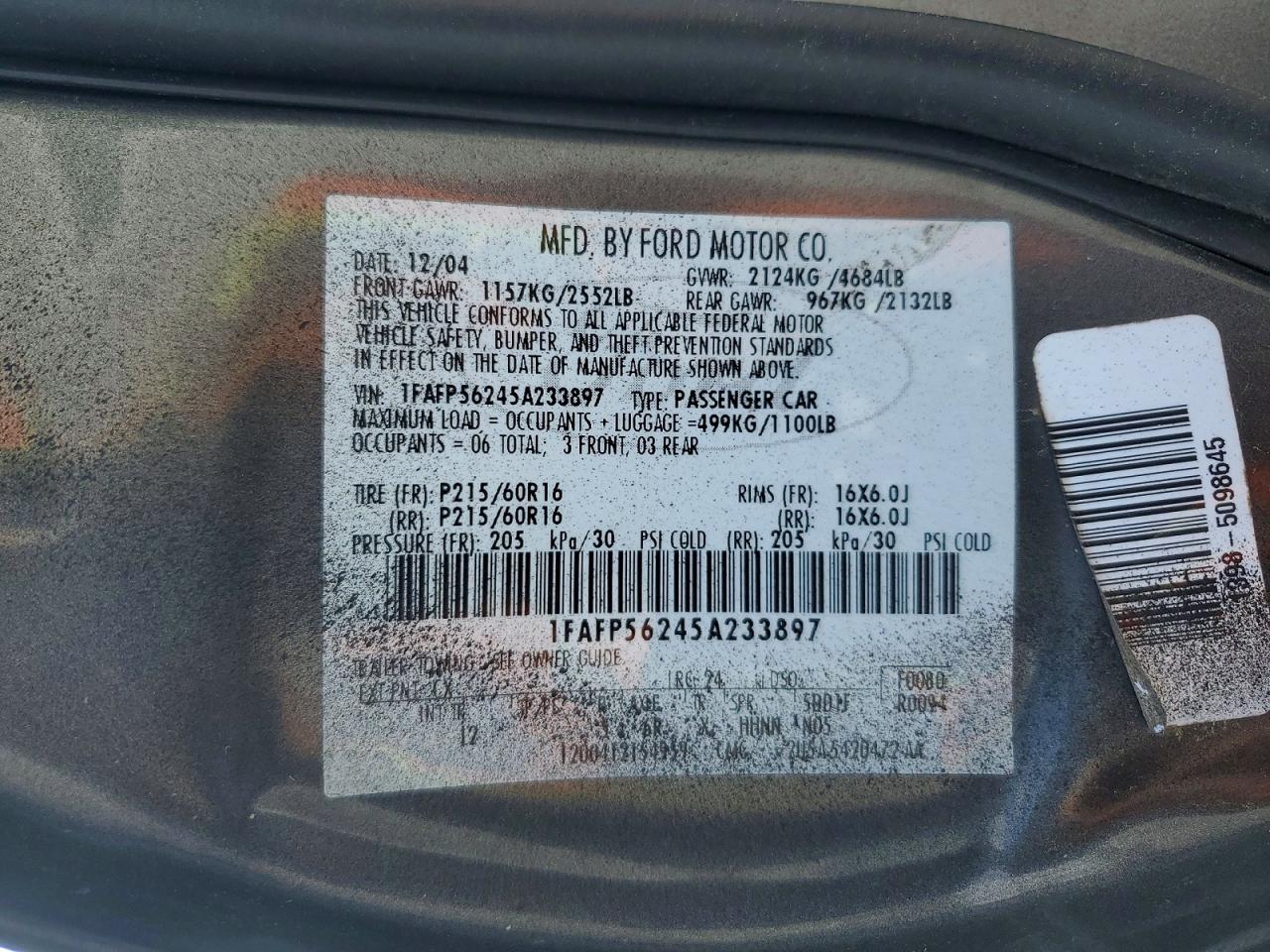FORD TAURUS 2005 — 13