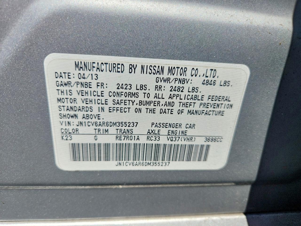 INFINITI G37 SEDAN 2013 — 13
