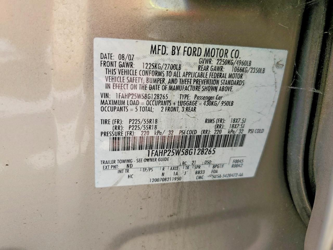 FORD TAURUS 2008 — 14
