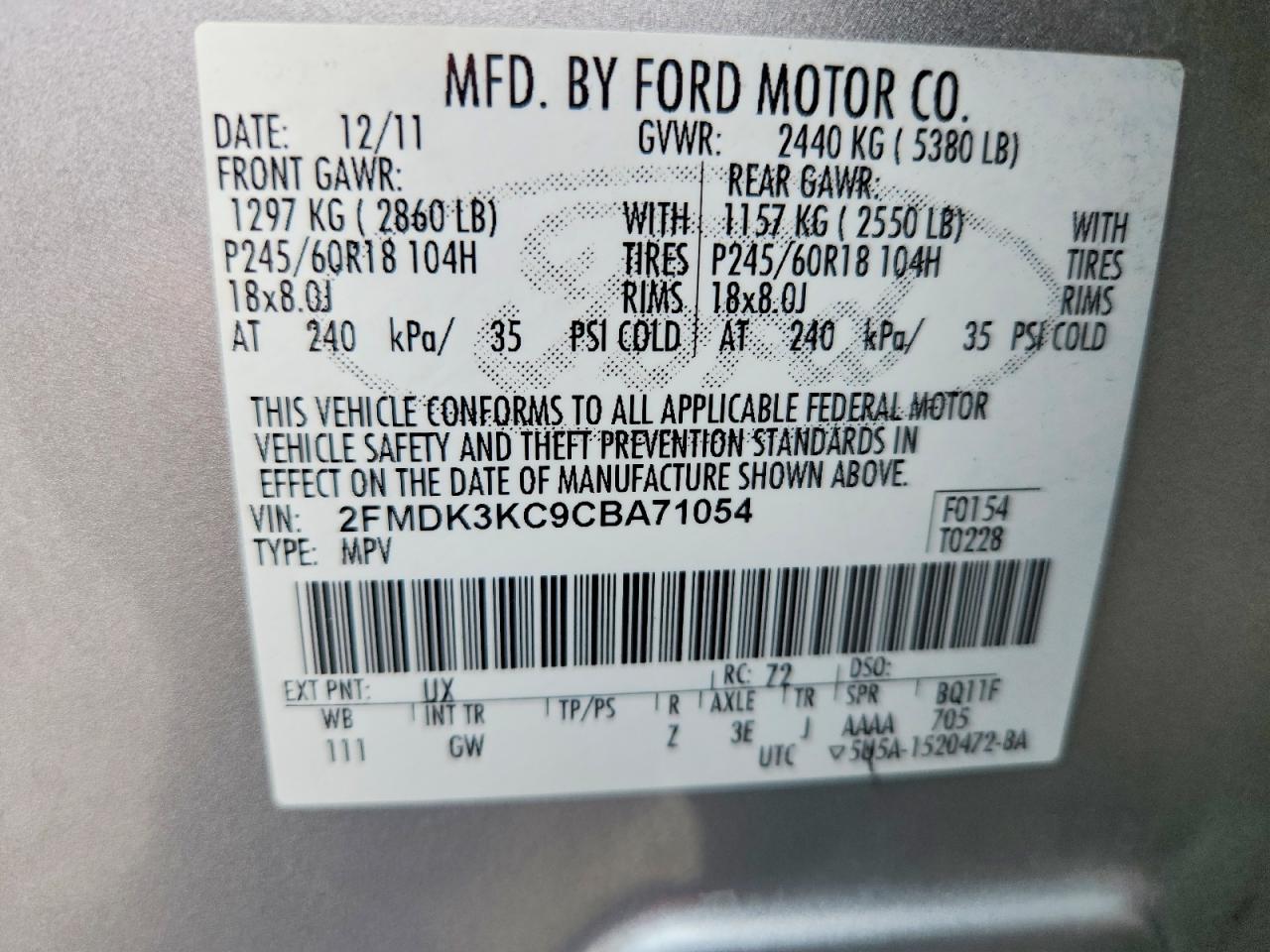 FORD EDGE 2012 — 14