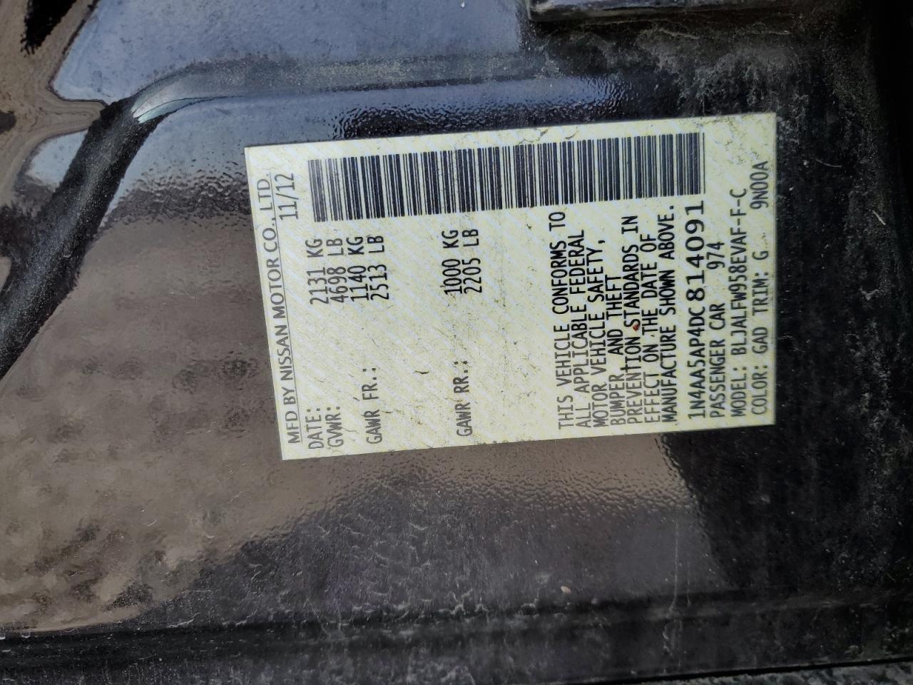 NISSAN MAXIMA 2013 — 13