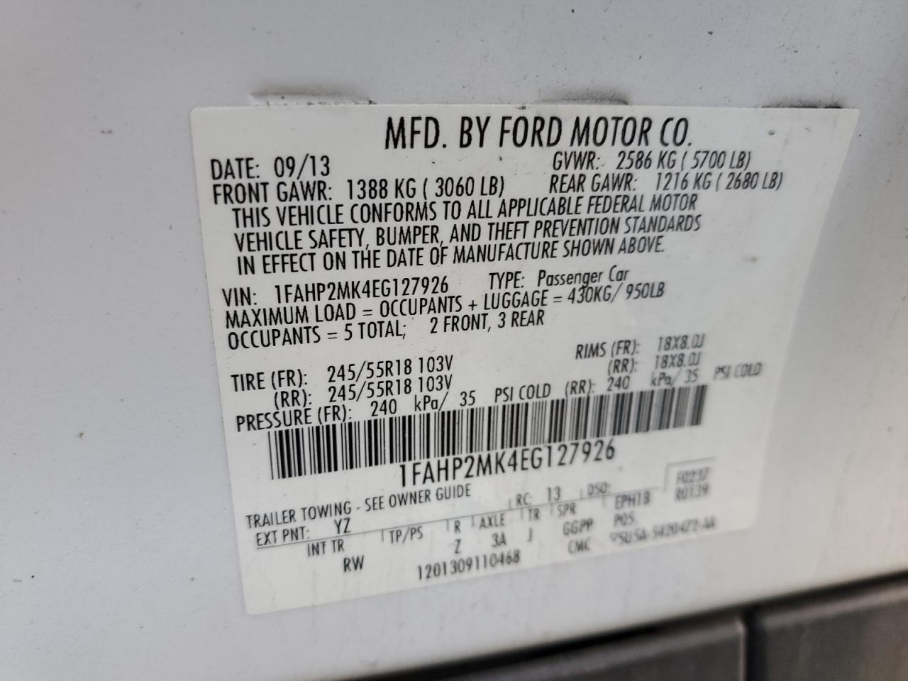 FORD TAURUS 2014 — 13