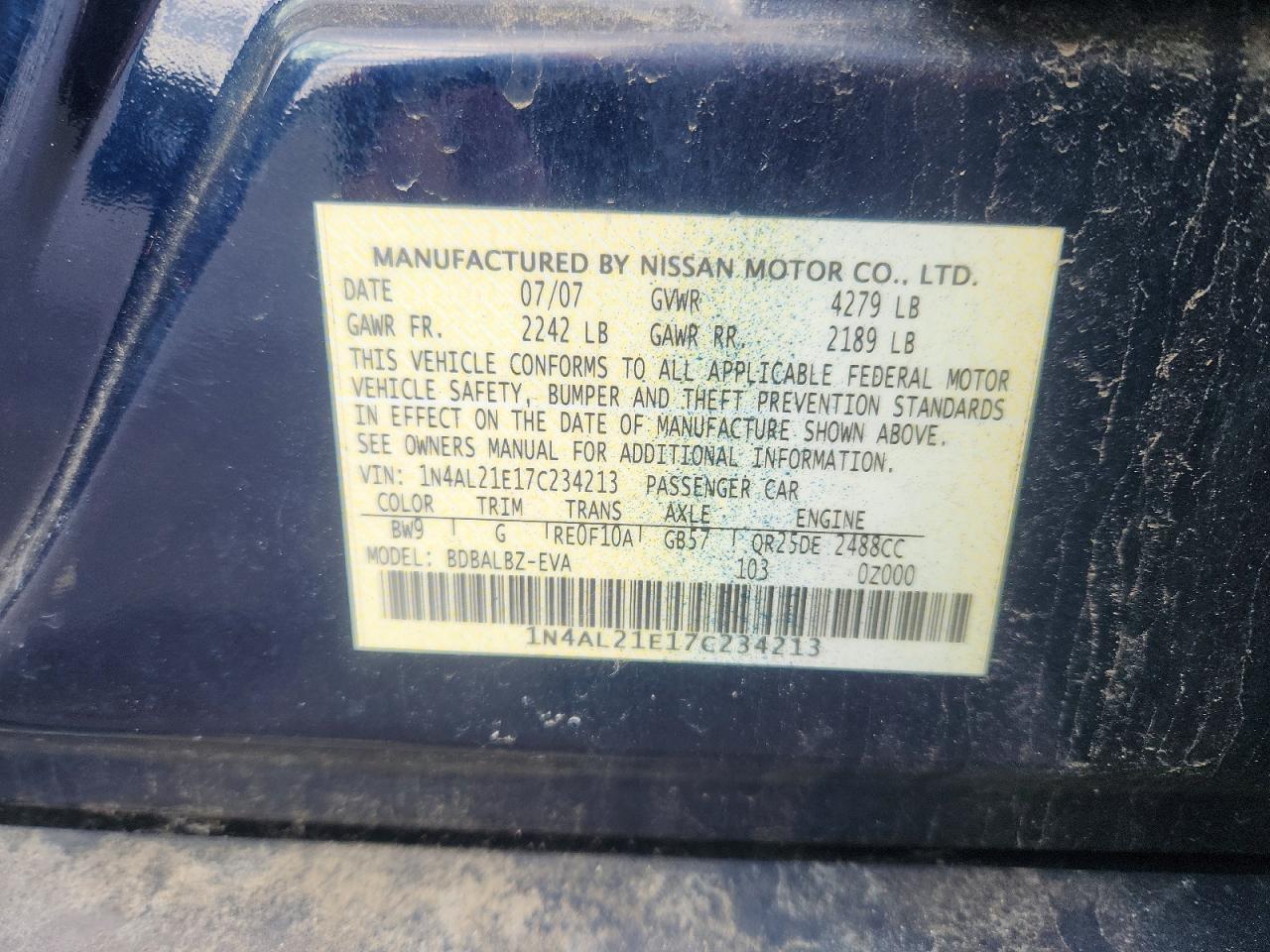 NISSAN ALTIMA 2007 — 13