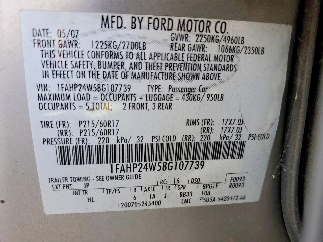 FORD TAURUS 2008 — 13
