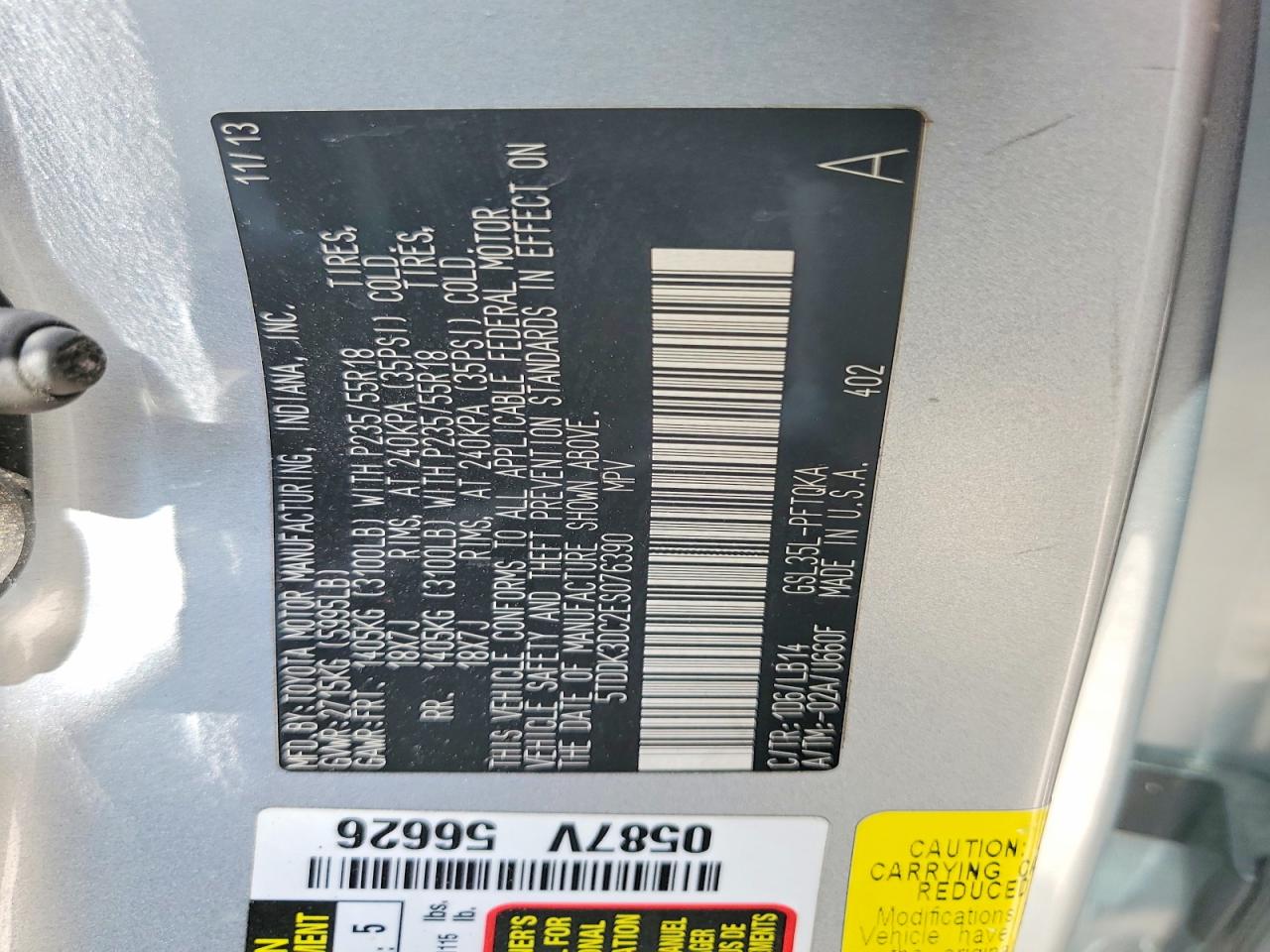 TOYOTA SIENNA 2014 — 14