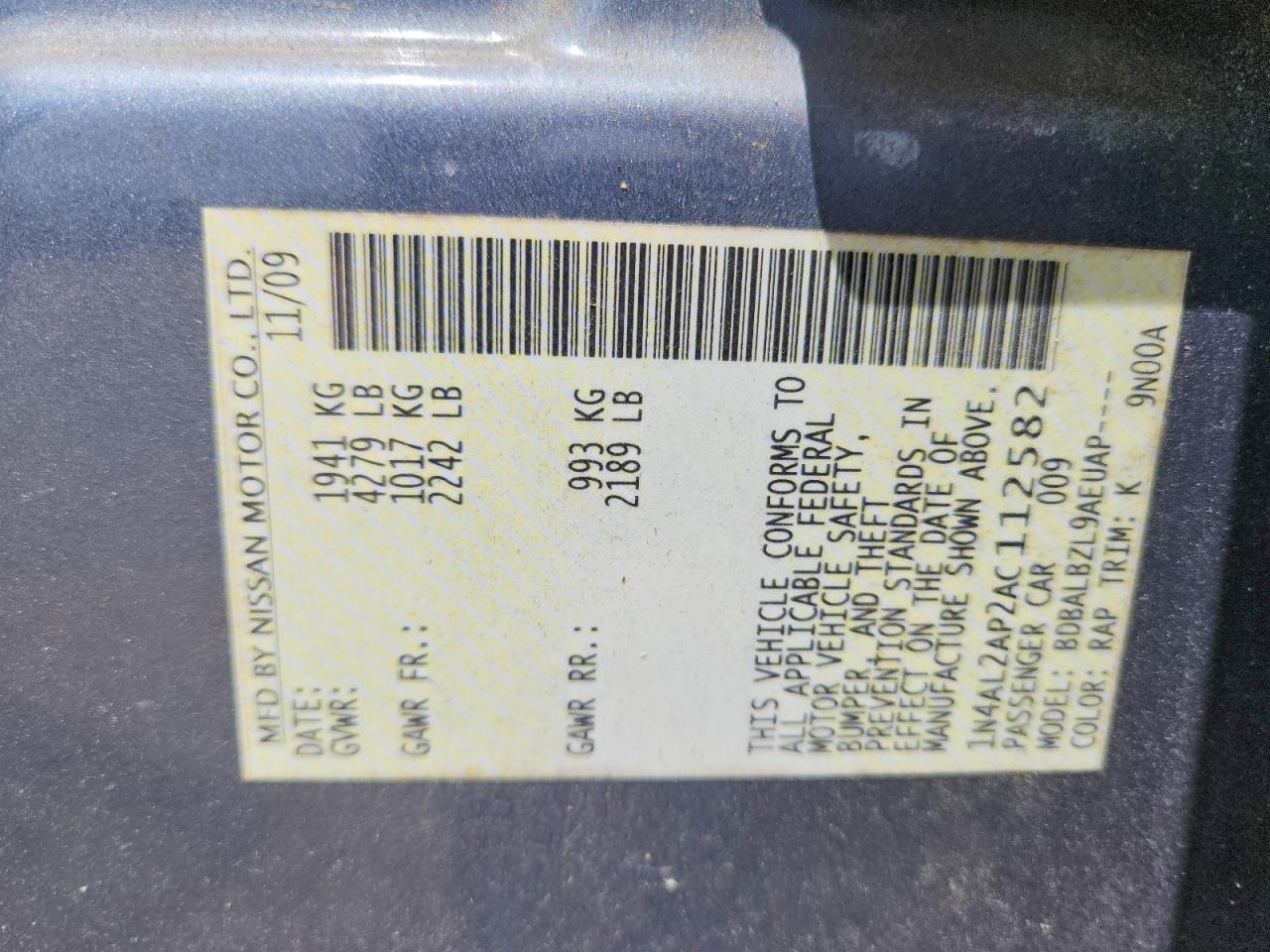 NISS ALTIMA 2010 — 13