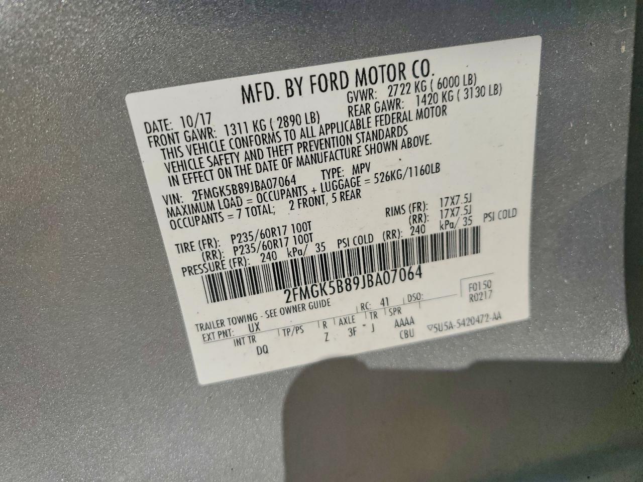 FORD FLEX 2018 — 14
