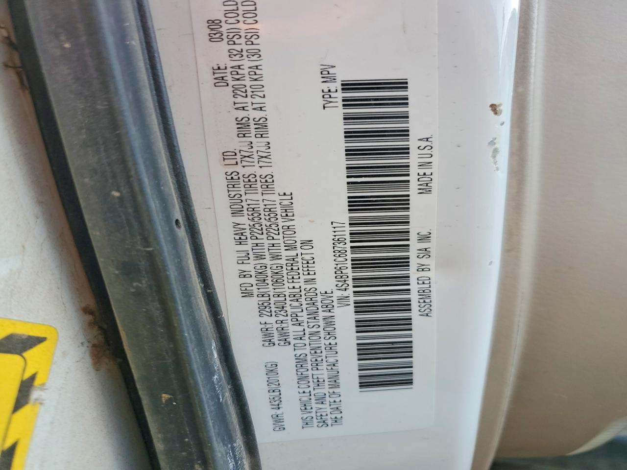 SUBARU OUTBACK 2008 — 13