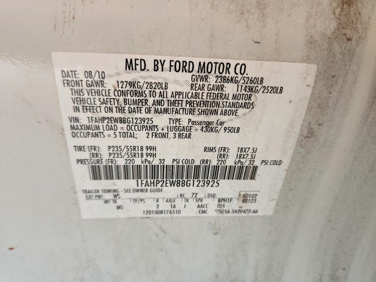 FORD TAURUS 2011 — 13
