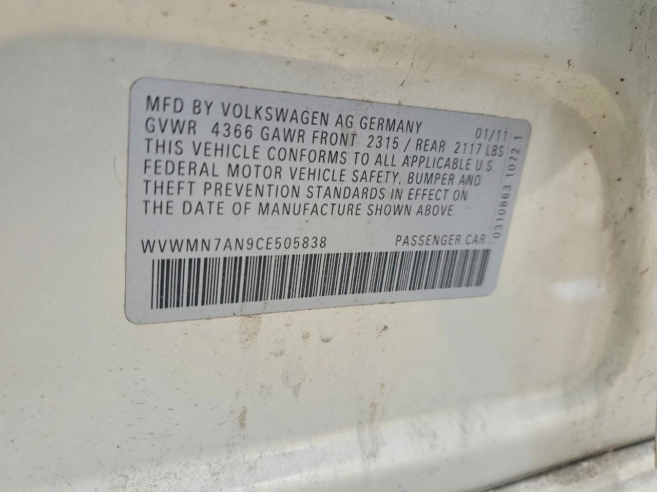 VOLKSWAGEN CC 2012 — 13