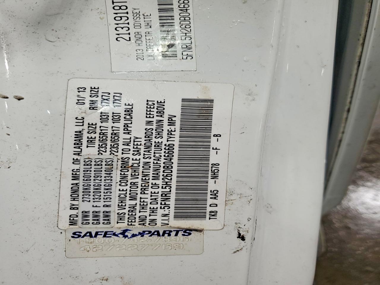 HONDA ODYSSEY 2013 — 14
