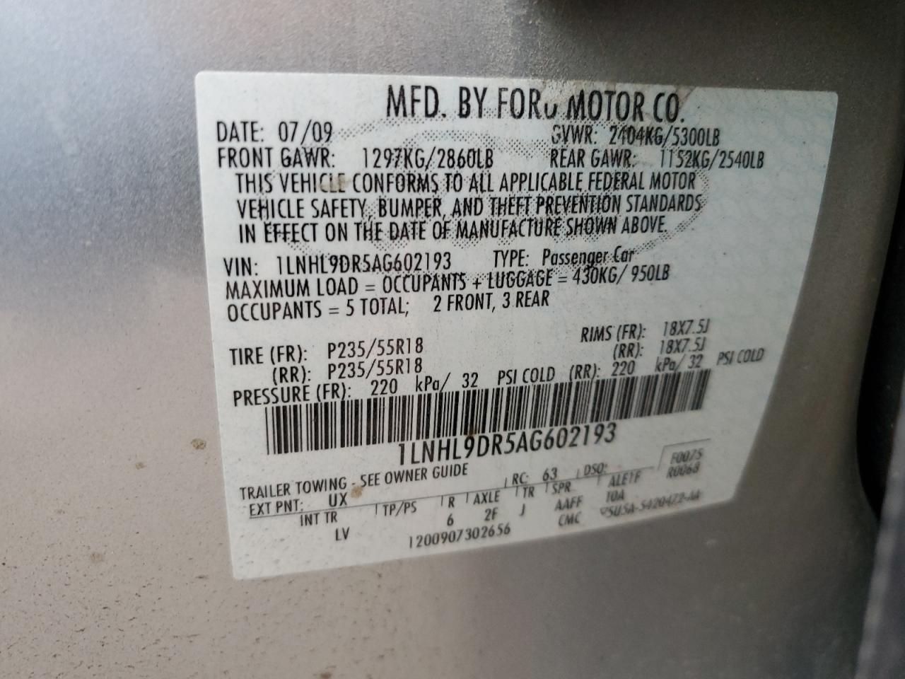 LINCOLN MKS 2010 — 13
