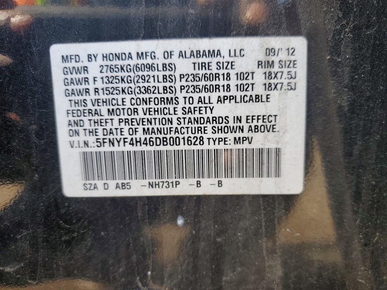 HONDA PILOT 2013 — 14