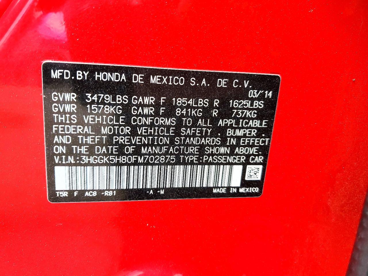 HONDA FIT 2015 — 14