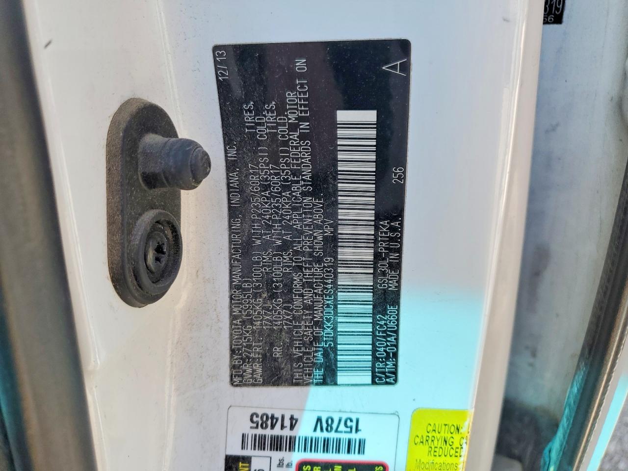 TOYOTA SIENNA 2014 — 13