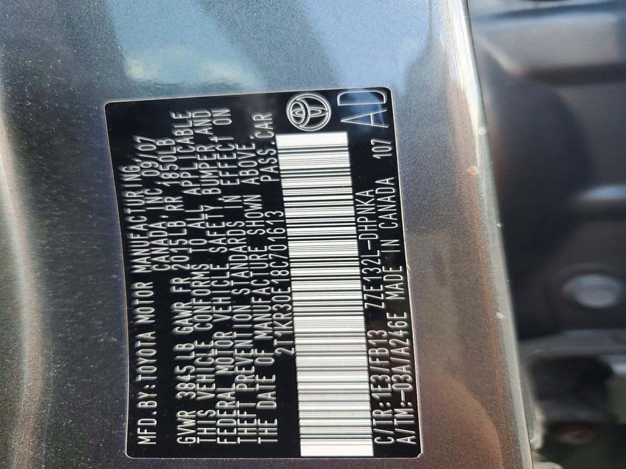 TOYOTA MATRIX 2008 — 13