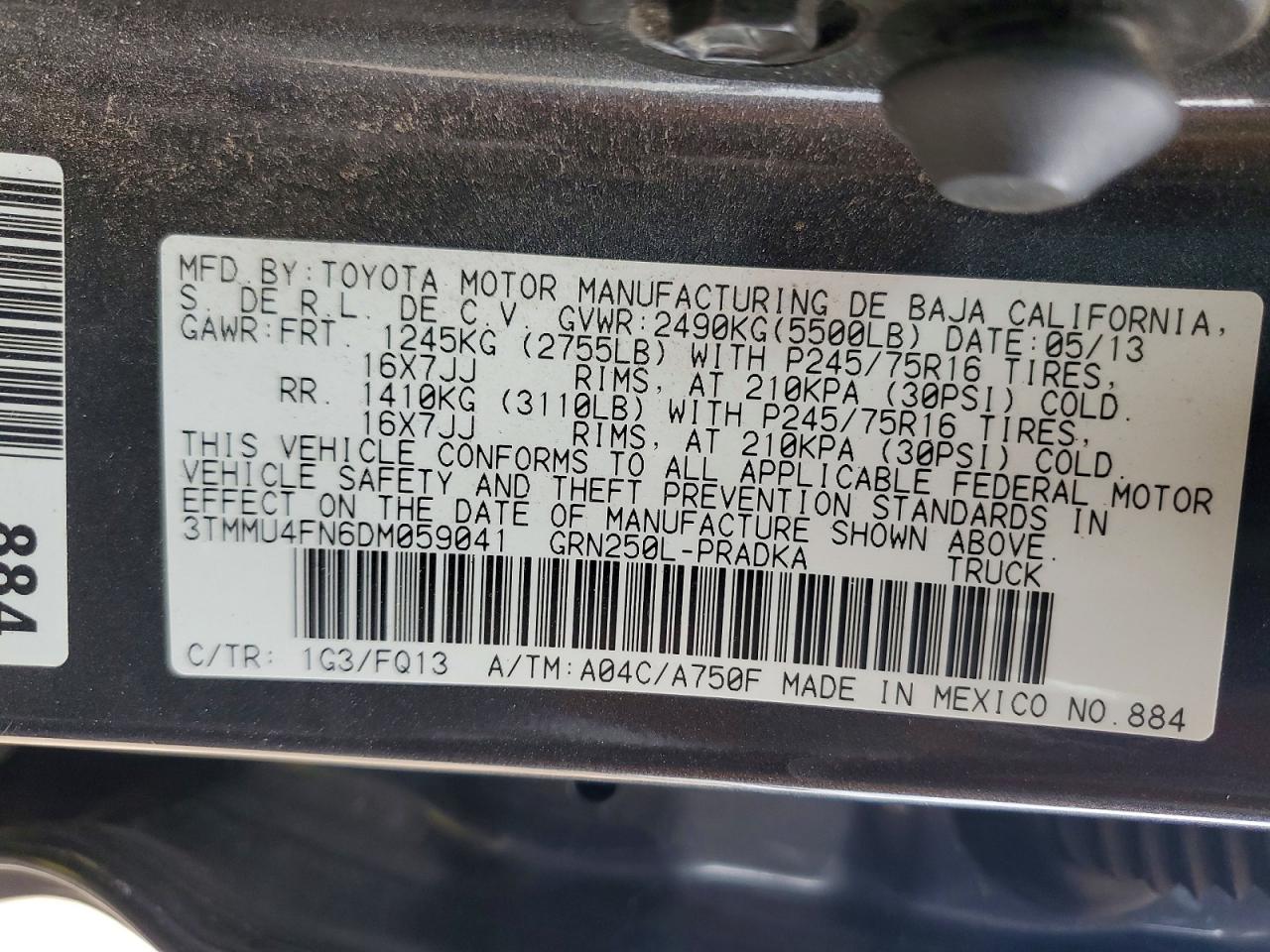 TOYOTA TACOMA 2013 — 13