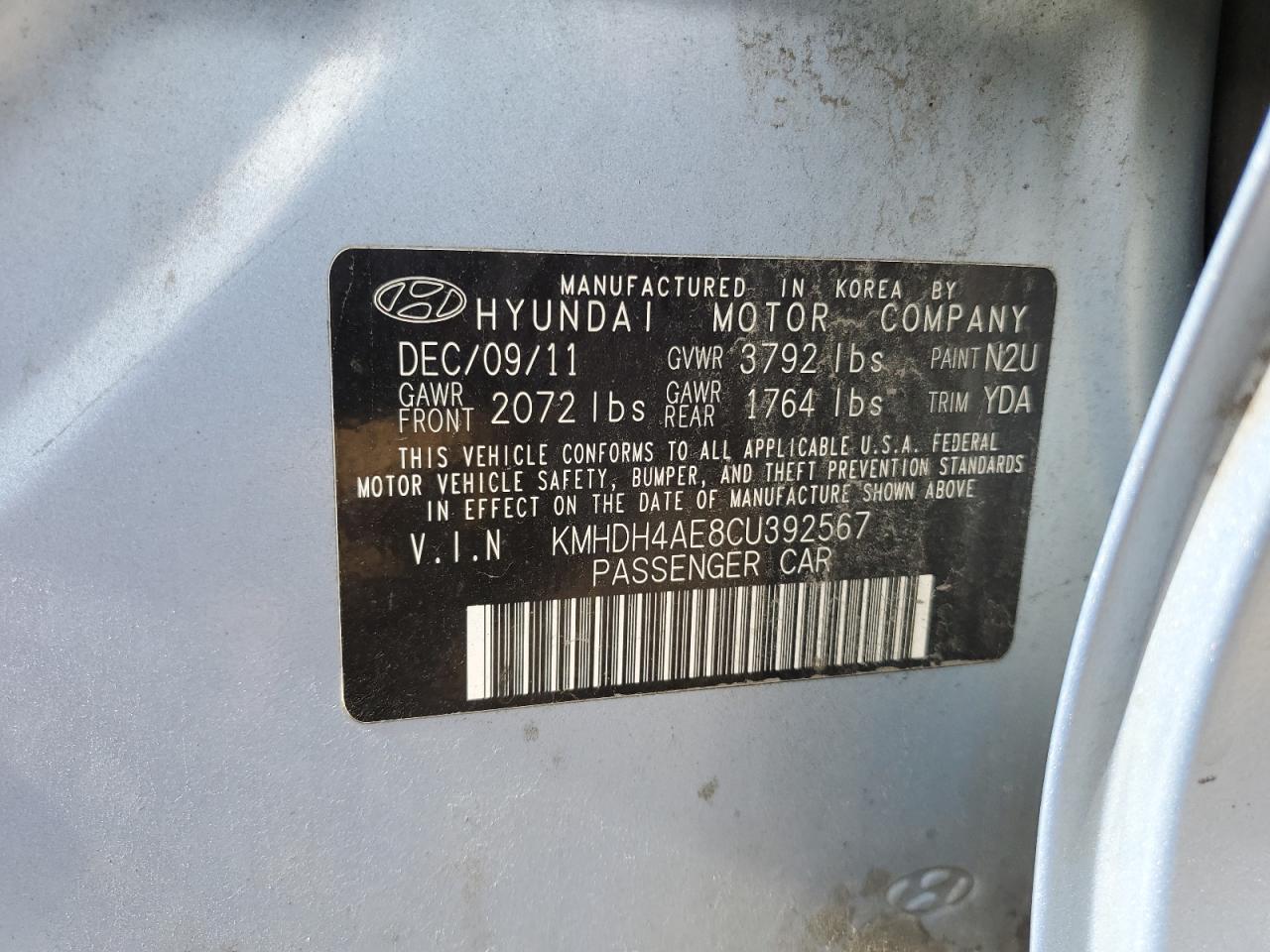 HYUNDAI ELANTRA 2012 — 13