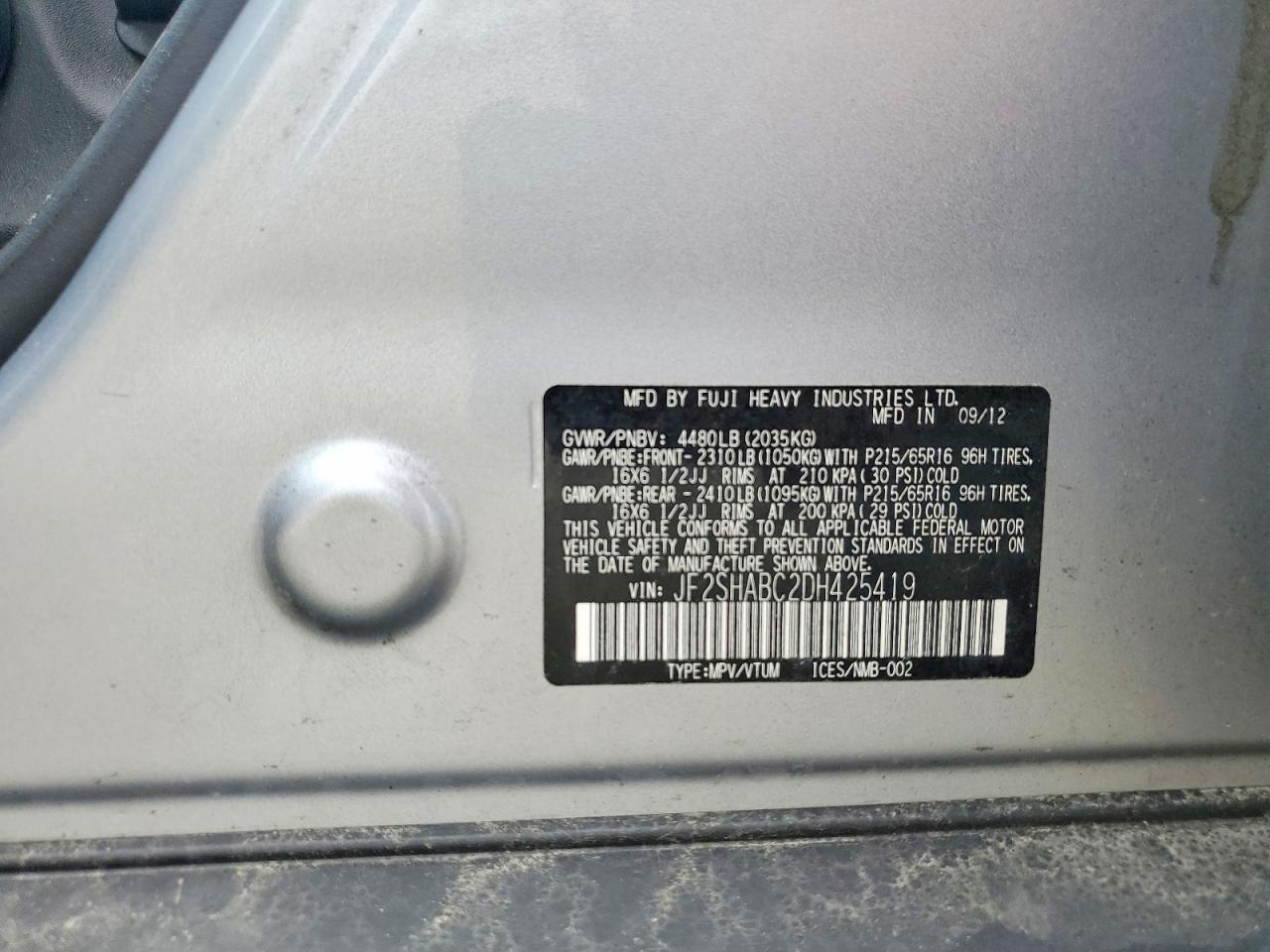 SUBARU FORESTER 2013 — 15