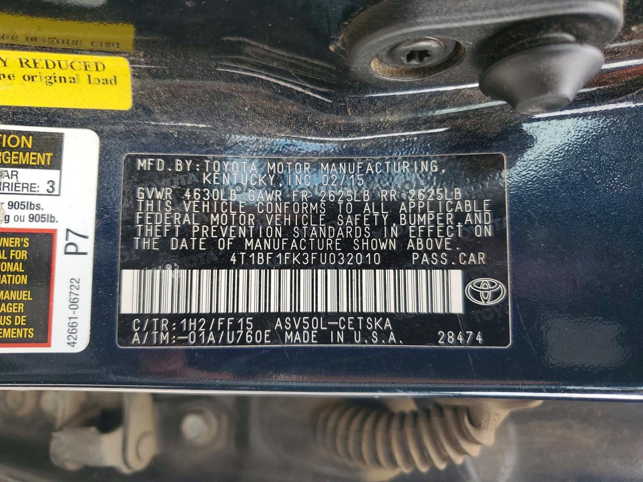 TOYOTA CAMRY 2015 — 13
