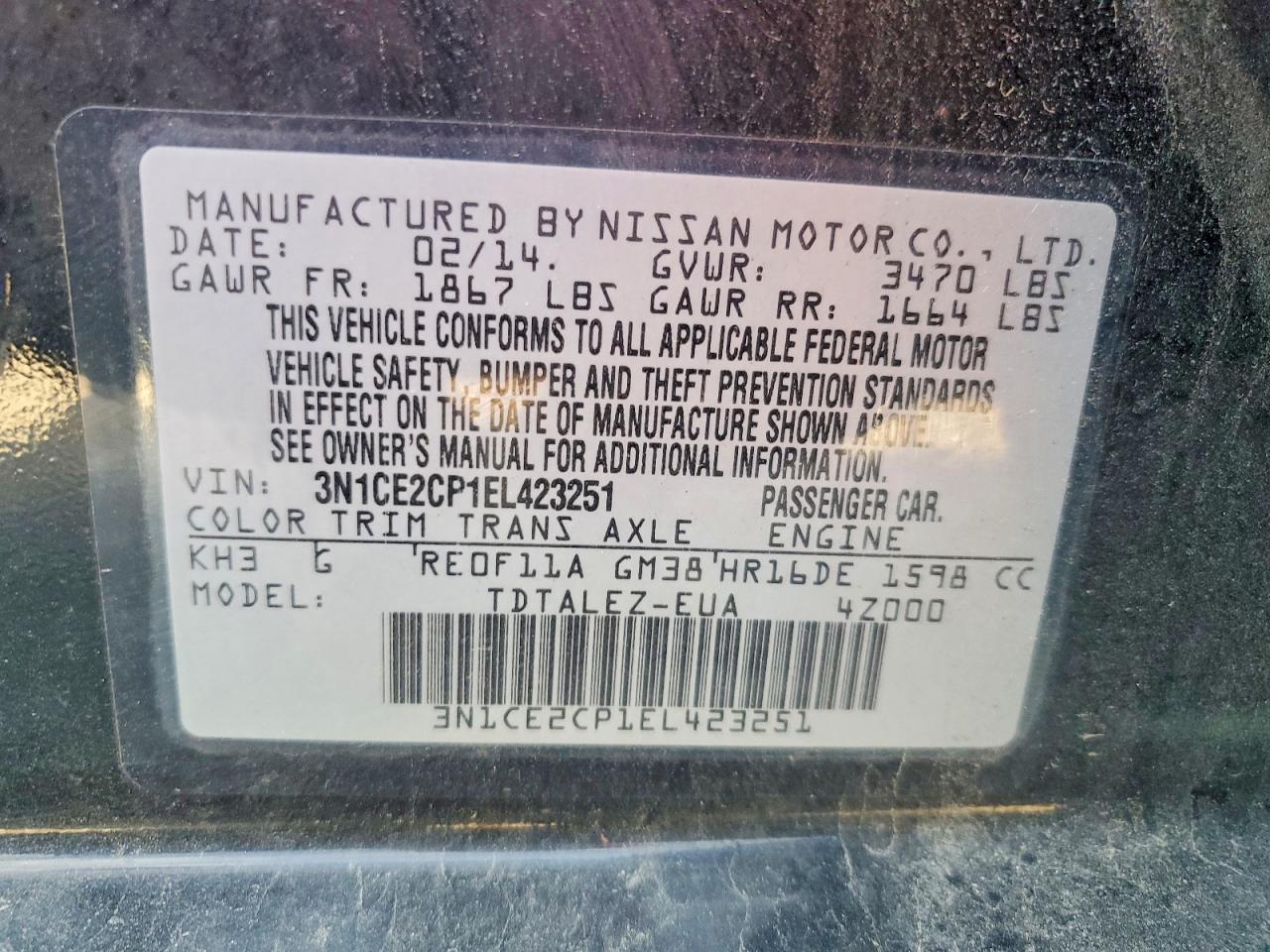 NISSAN VERSA NOTE 2014 — 14