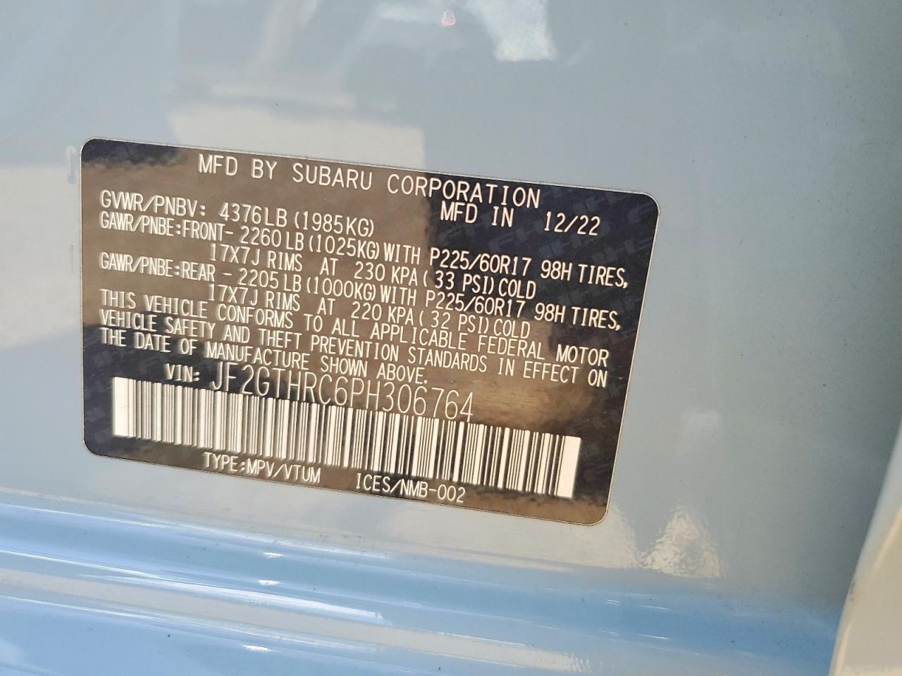 SUBARU CROSSTREK 2023 — 13