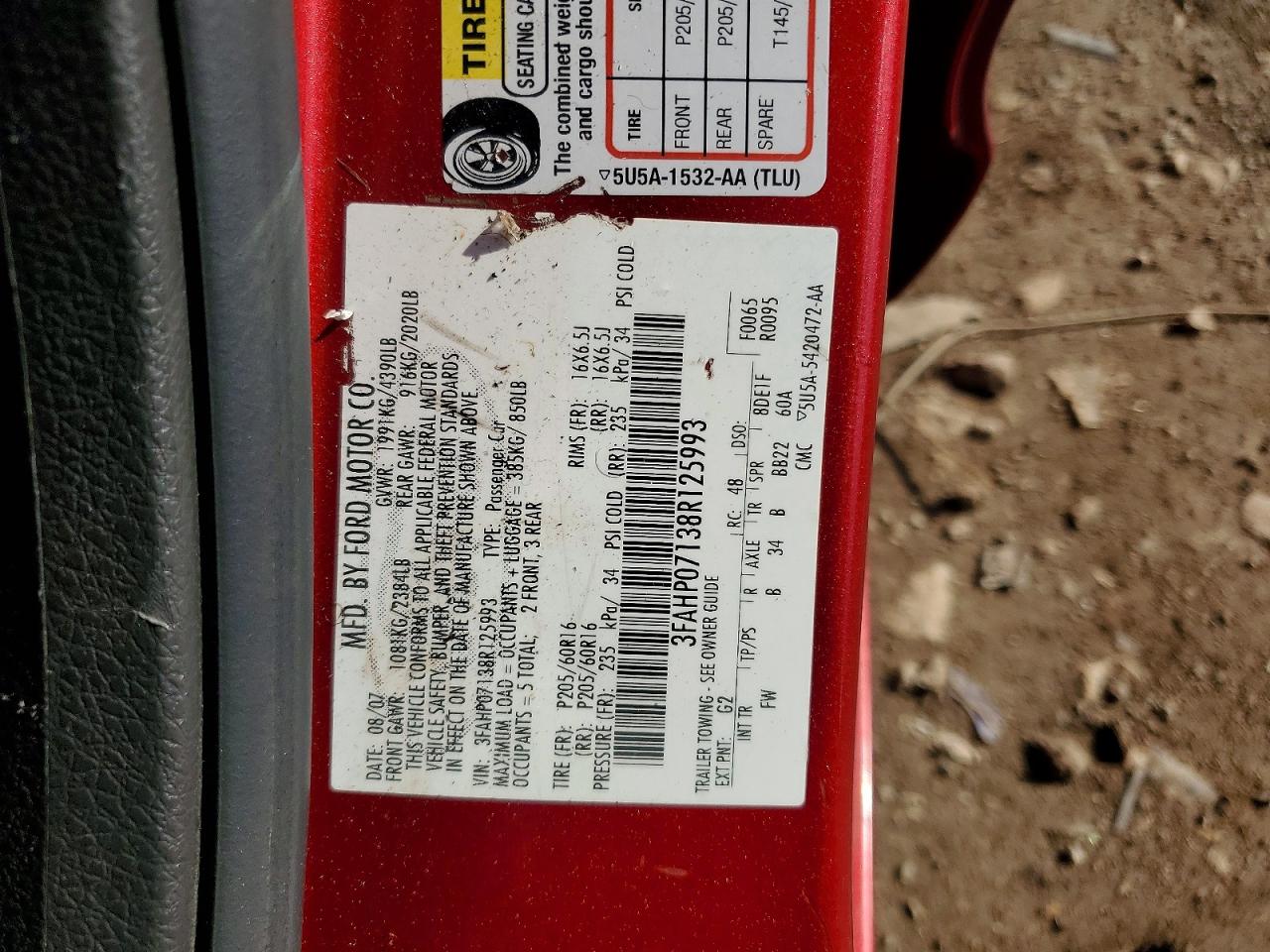 FORD FUSION 2008 — 13