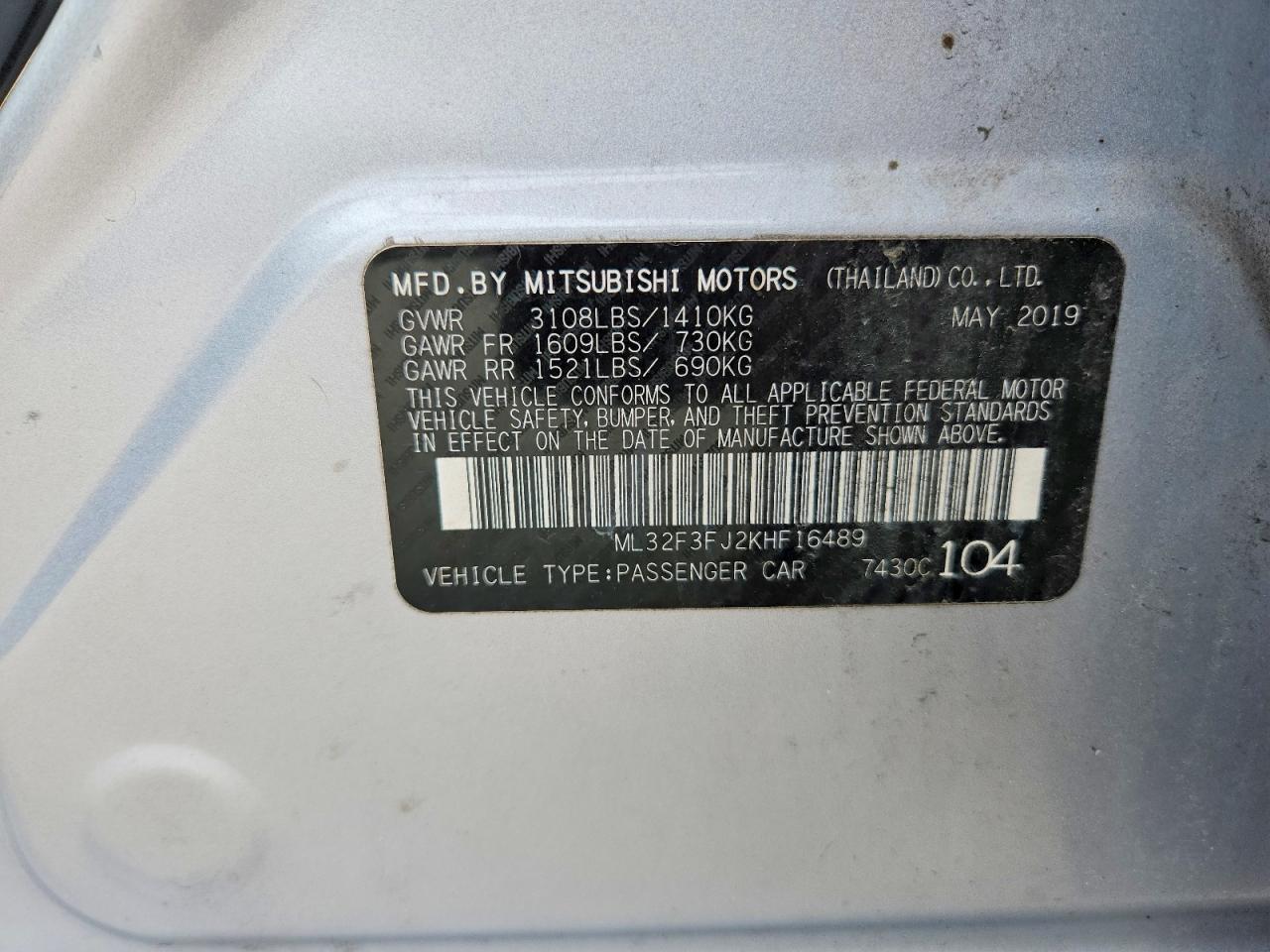 MITSUBISHI MIRAGE 2019 — 13