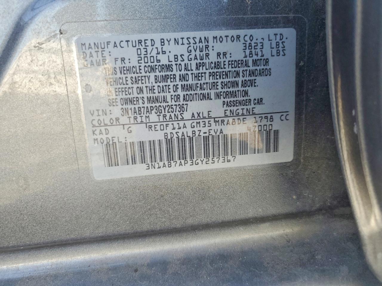 NISSAN SENTRA 2016 — 13