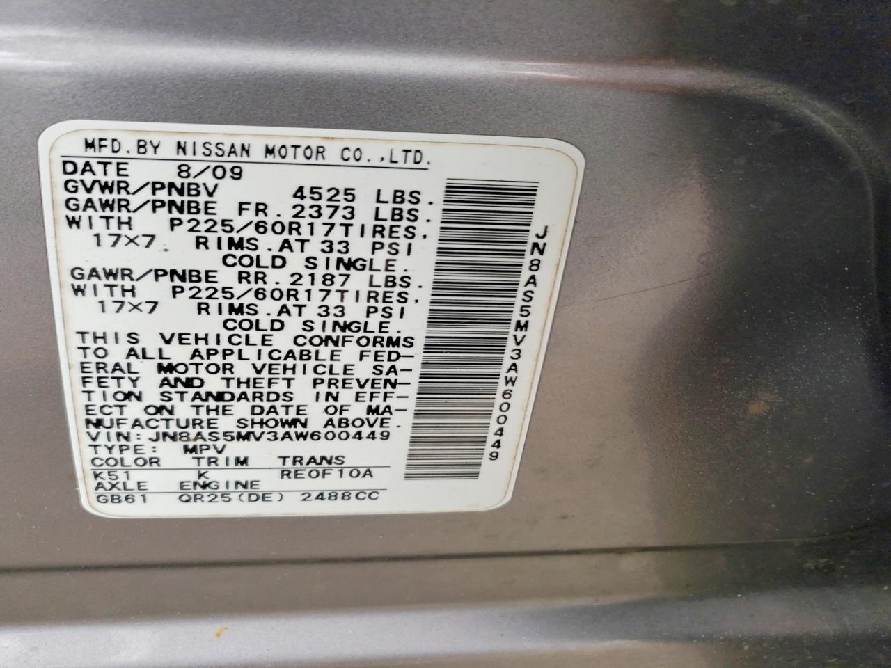 NISSAN ROGUE 2010 — 14