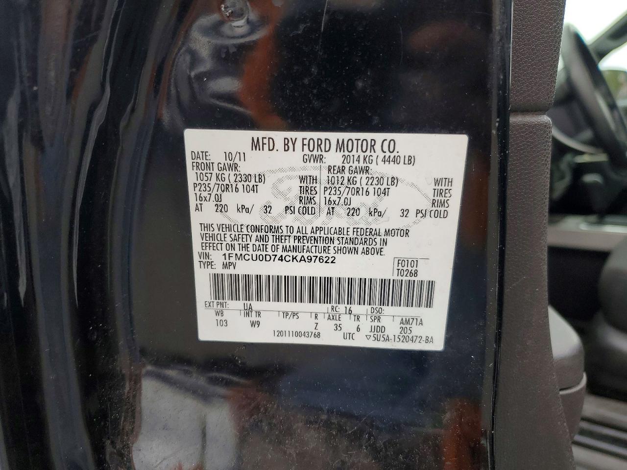 FORD ESCAPE 2012 — 14